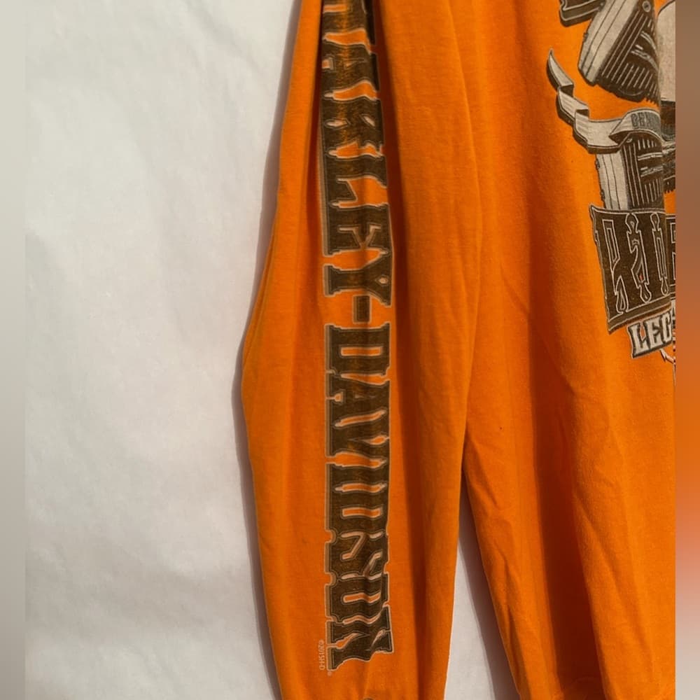 Harley-Davidson Orange Long Sleeve Tee Six Bends Florida Y2K Men’s Size Large - Thumbnail 9