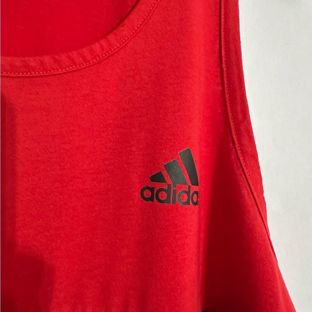 Adidas Red Gray Climalite Tank Top Colorblock Sleeveless Athletic Shirt Size XL - Thumbnail 2