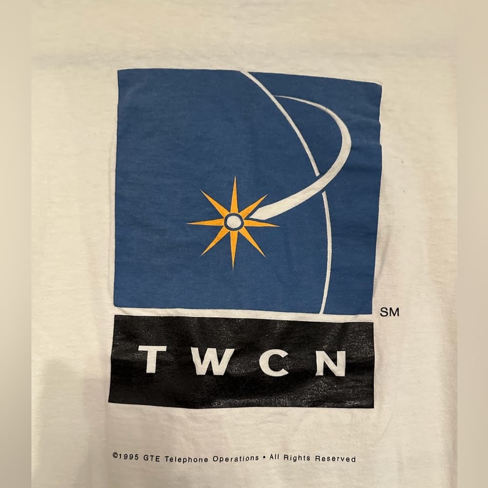 Vintage 90s TWC Network Promo T-Shirt Oneita Power Tee Tech Nostalgia Size XL - Thumbnail 4