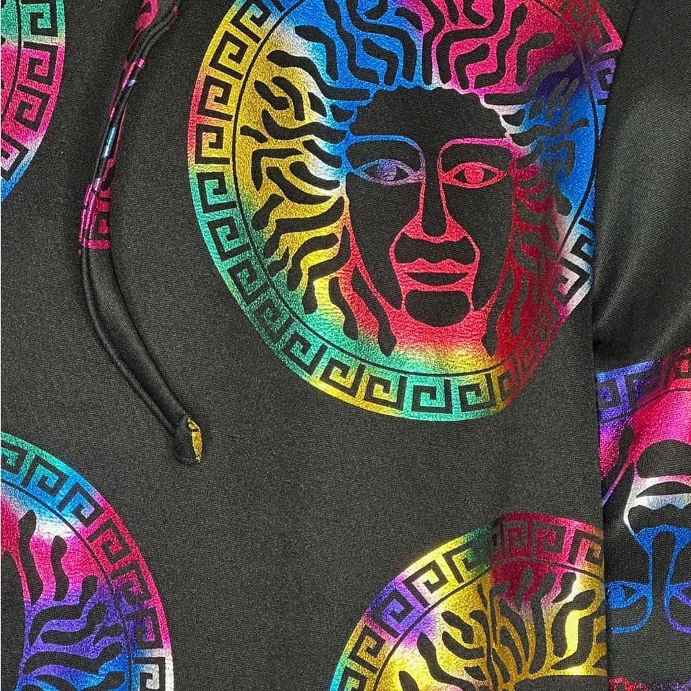 NWT Drill Clothing Company Black Rainbow Medusa Hoodie Mens Medium Streetwear - Thumbnail 3