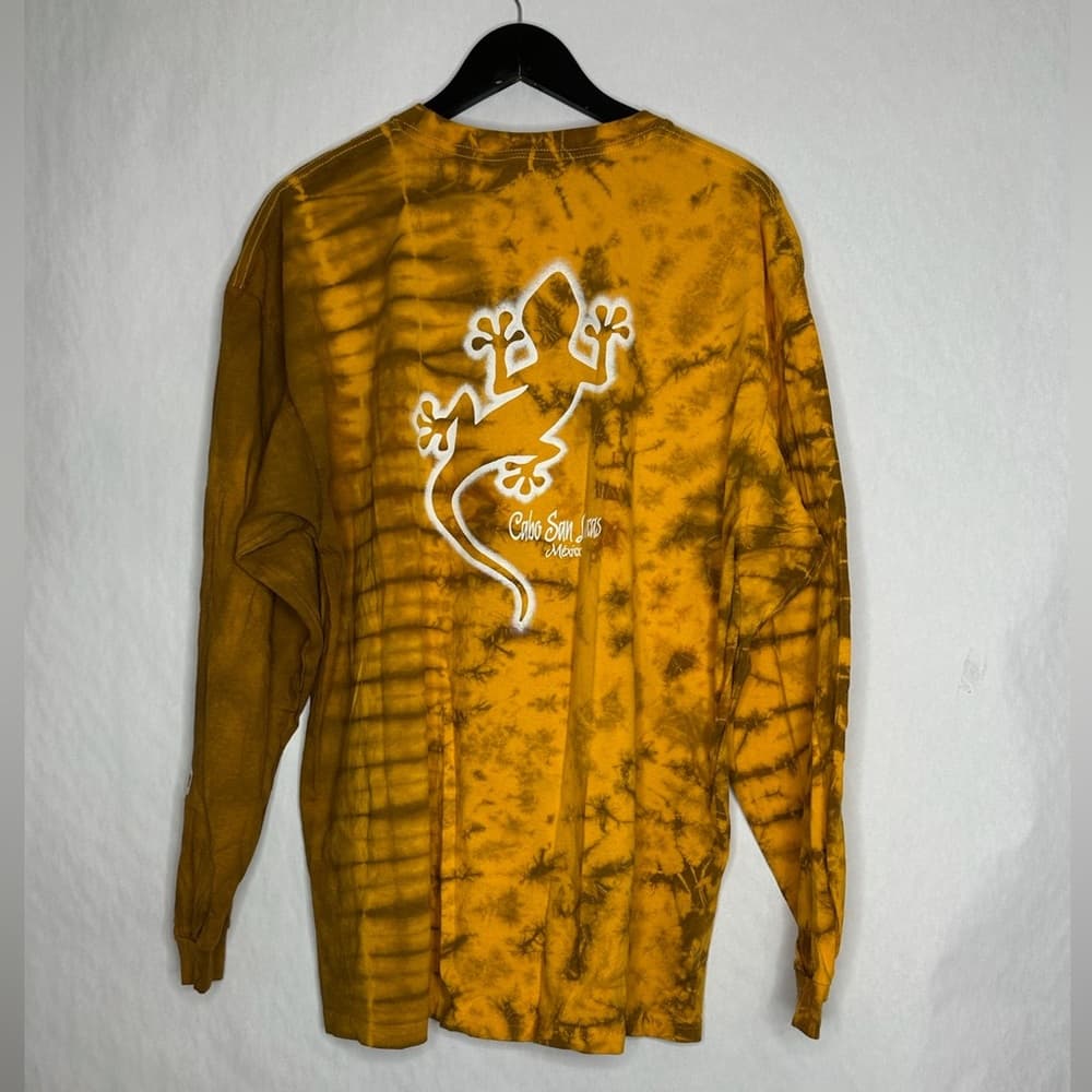 Cabo San Lucas Mexico Vintage Tie Dye Lizard Graphic Long Sleeve Tee Shirt 2XL - Thumbnail 5
