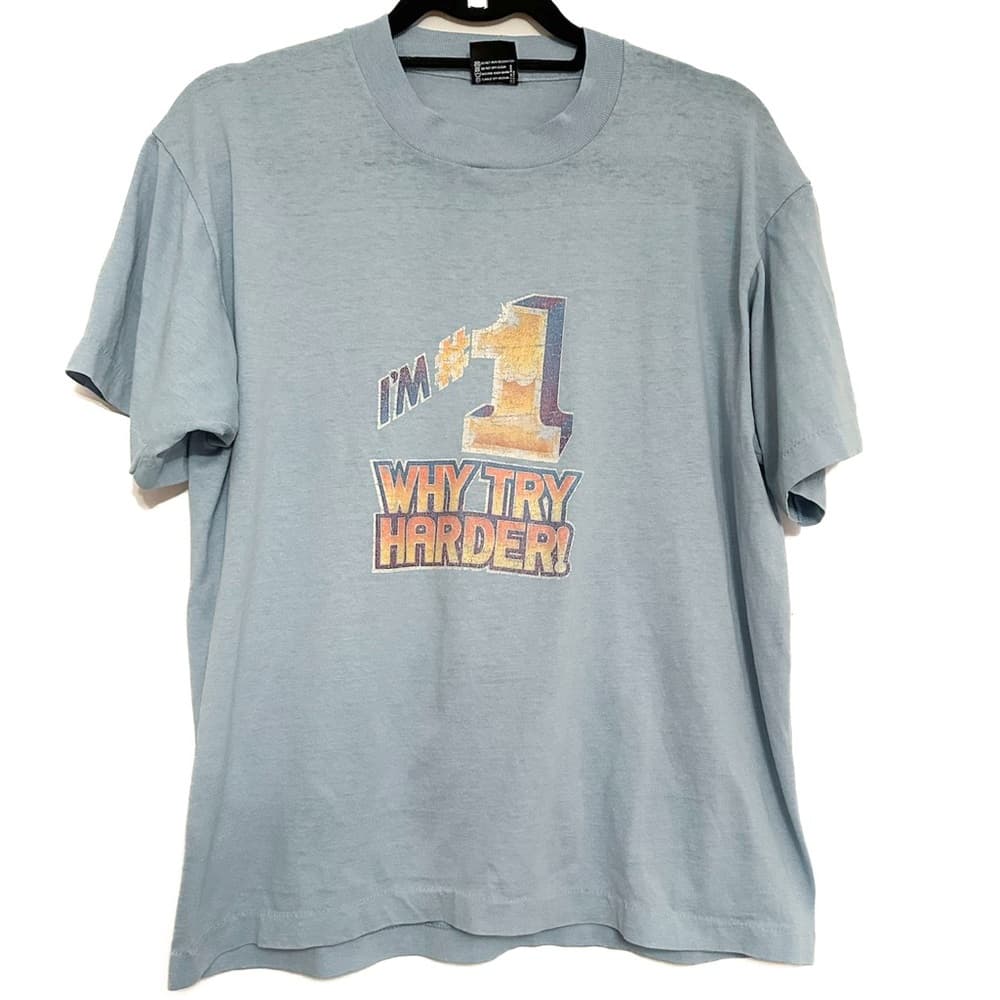 Vintage Screen Stars Best “I’m #1 Why Try Harder?” Tee Single Stitch Size Large