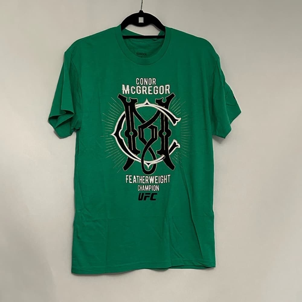 NWT Conor McGregor UFC Reebok Featherweight Champion T-Shirt Green Medium 2017 - Thumbnail 7