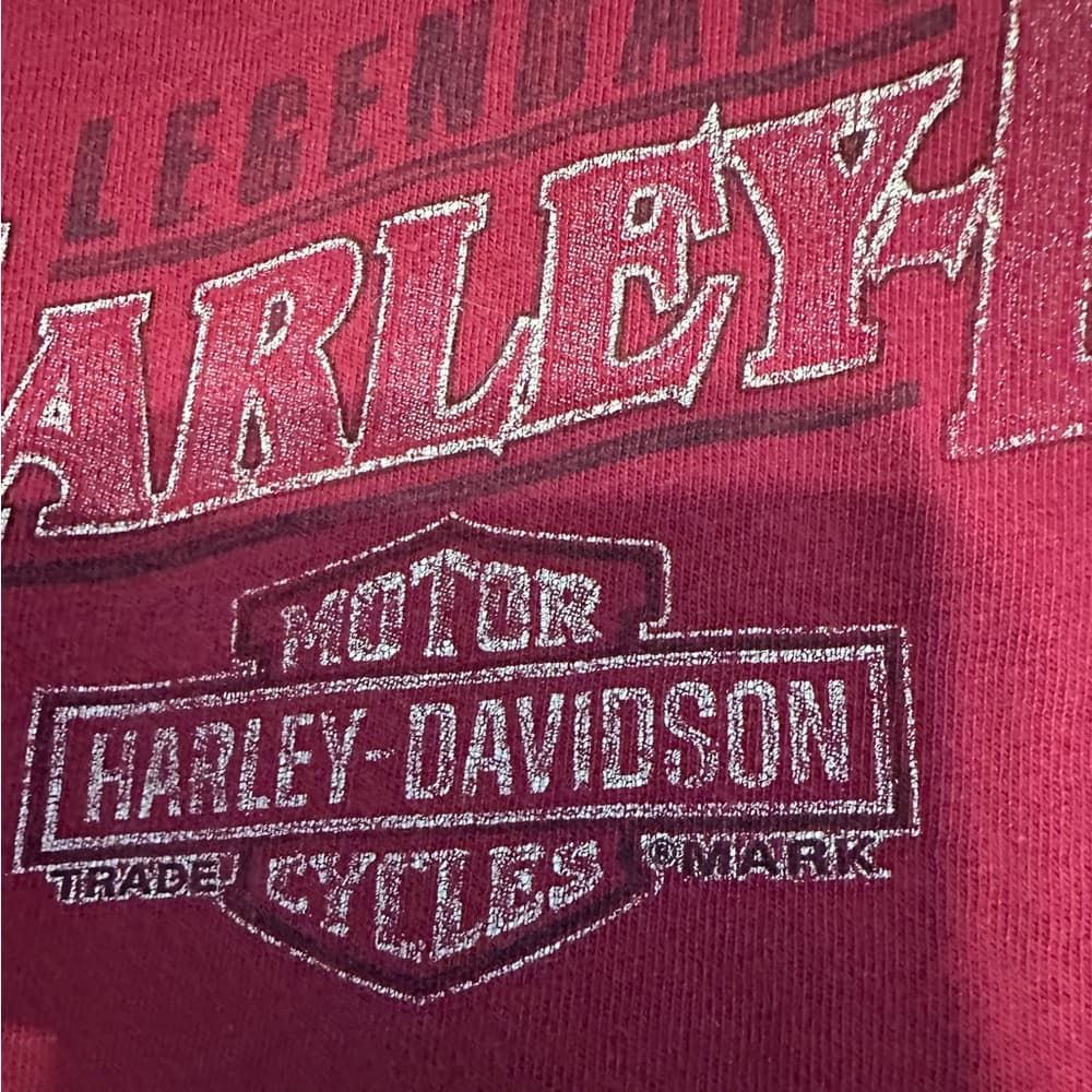 Harley-Davidson Legendary Motorcycles Long Sleeve Shirt Deep Red Y2K Size Medium - Thumbnail 8