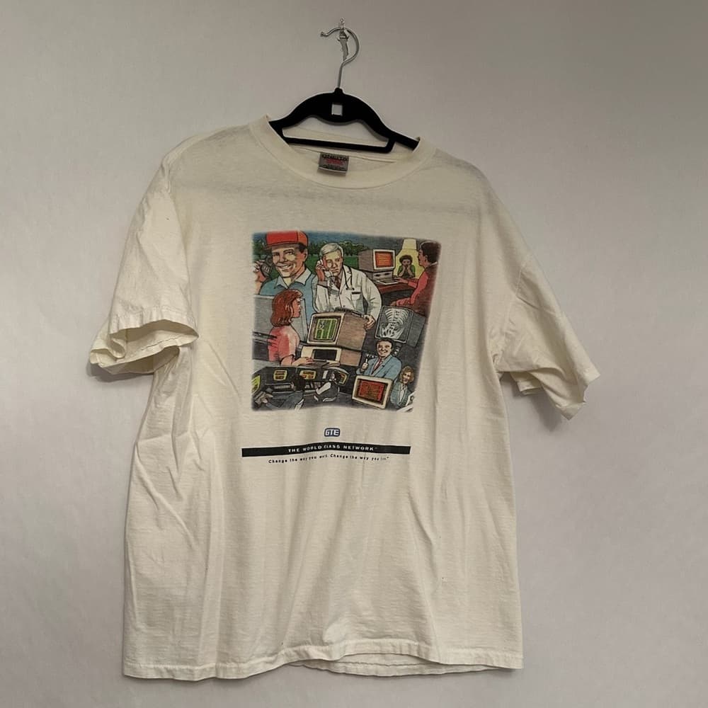 Vintage 90s TWC Network Promo T-Shirt Oneita Power Tee Tech Nostalgia Size XL - Thumbnail 8