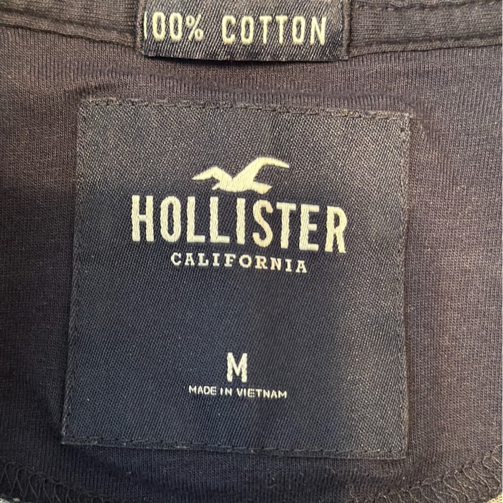 Hollister Long Sleeve Striped Logo Tee - Navy Tan Stripe Size Medium SEE NOTE - Thumbnail 3