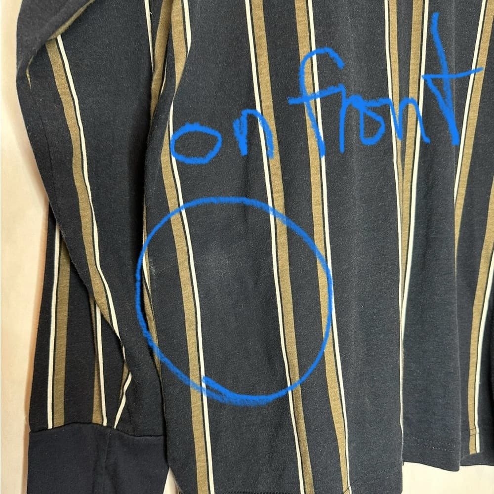 Hollister Long Sleeve Striped Logo Tee - Navy Tan Stripe Size Medium SEE NOTE - Thumbnail 6