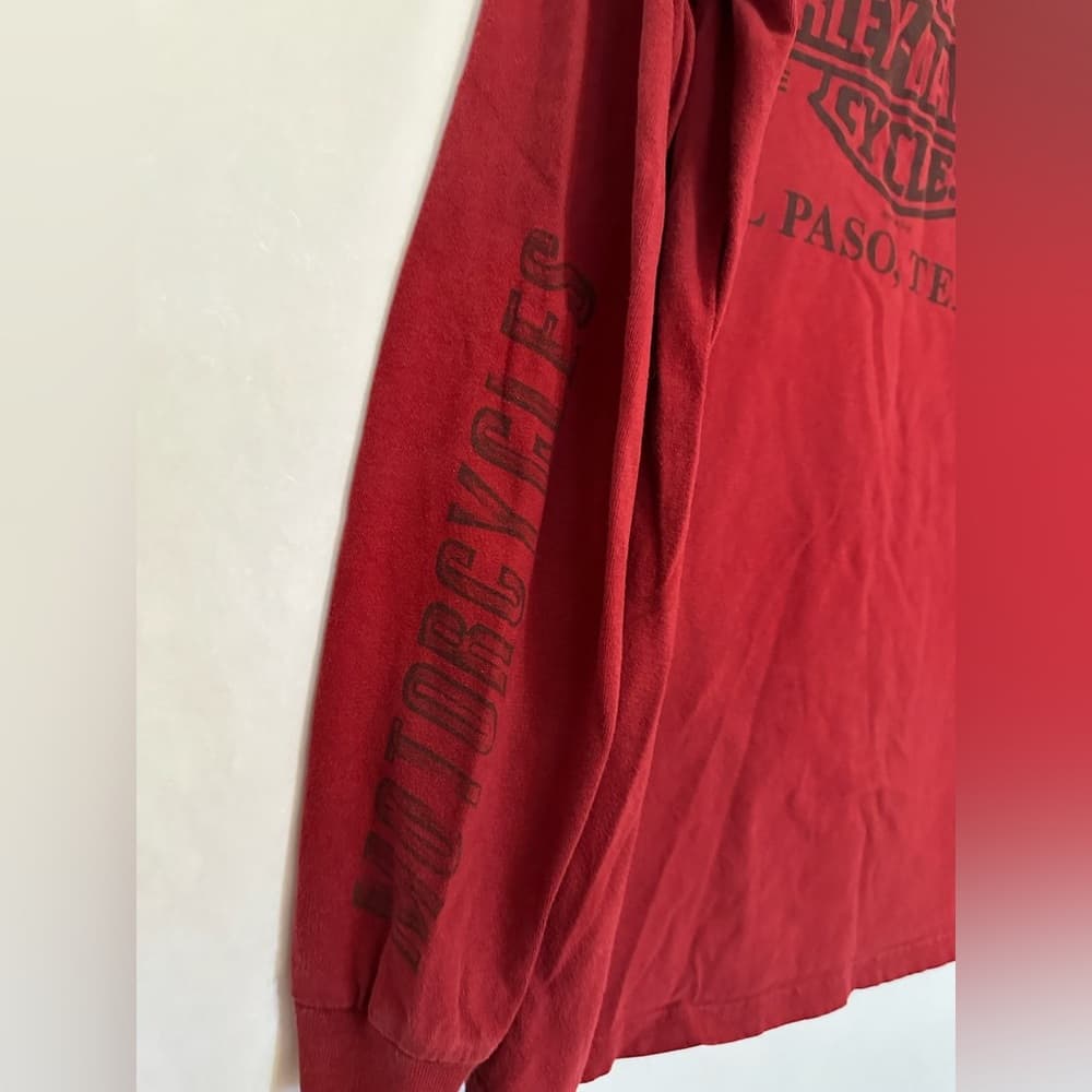 Harley-Davidson Legendary Motorcycles Long Sleeve Shirt Deep Red Y2K Size Medium - Thumbnail 6