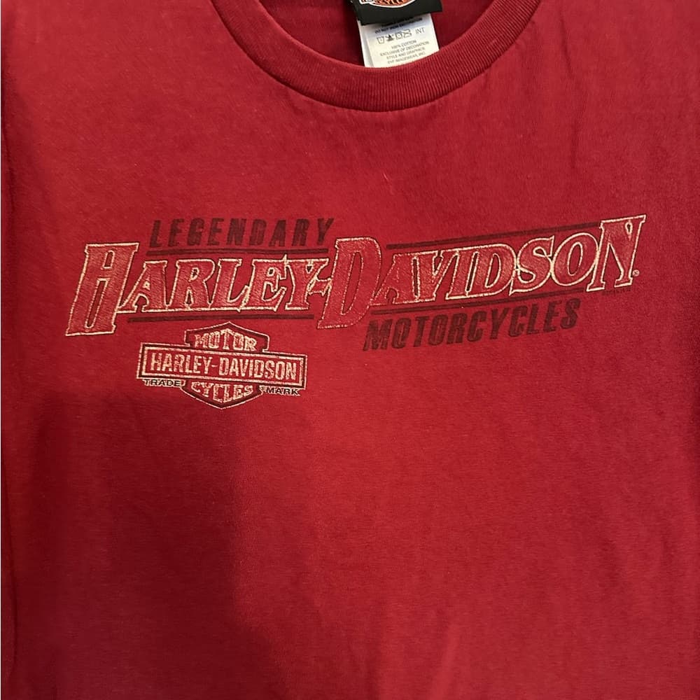 Harley-Davidson Legendary Motorcycles Long Sleeve Shirt Deep Red Y2K Size Medium - Thumbnail 12