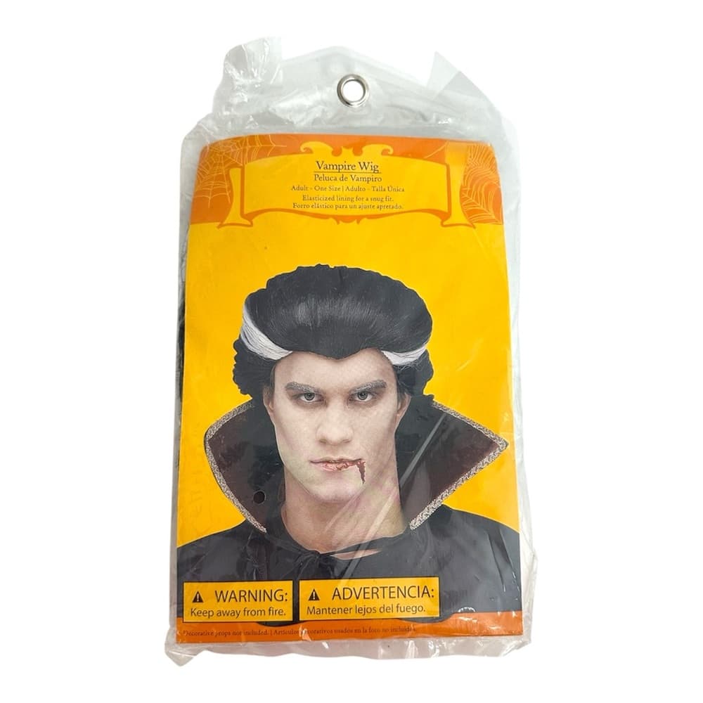 NEW Vampire Wig Black With White Streak Adult One Size Halloween Costume - Thumbnail 4