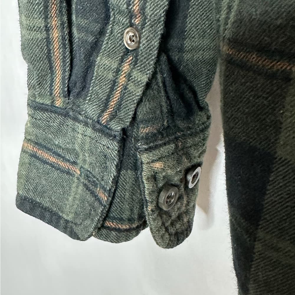 Faded Glory Forest Moss Green Plaid Button Down Flannel Shirt Medium SEE NOTES - Thumbnail 6
