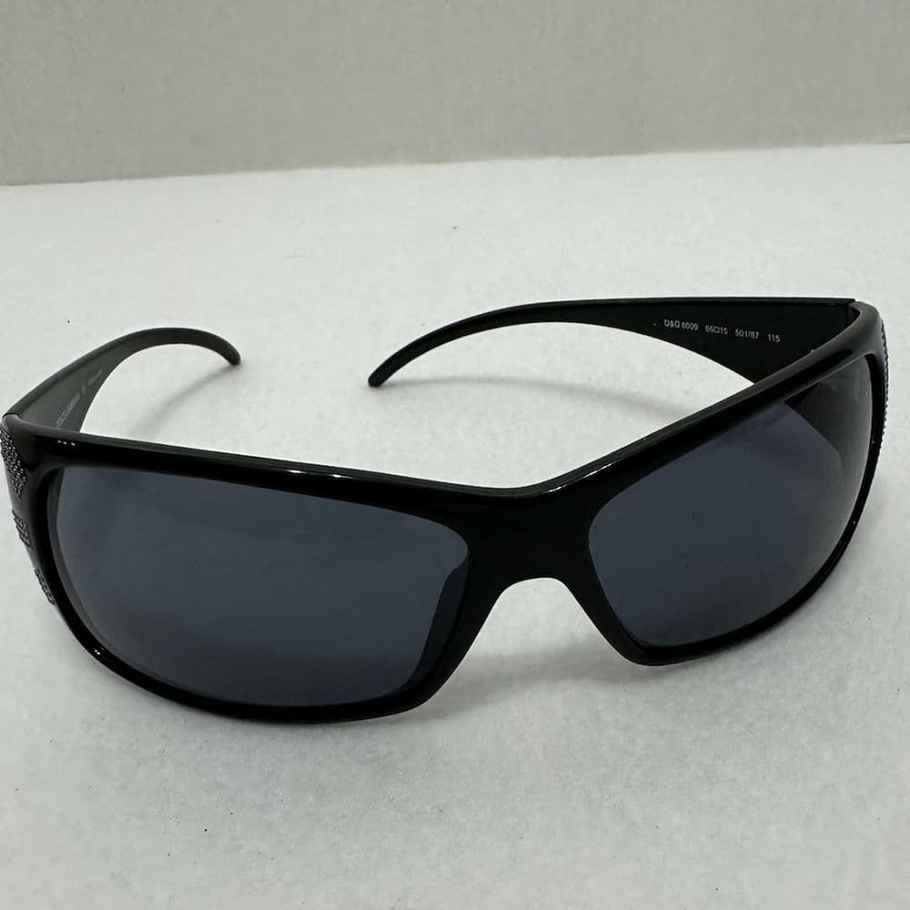 D&G Dolce and Gabbana Vintage Y2K Black 8009 "Studded" Rectangle Sunglasses - Thumbnail 13