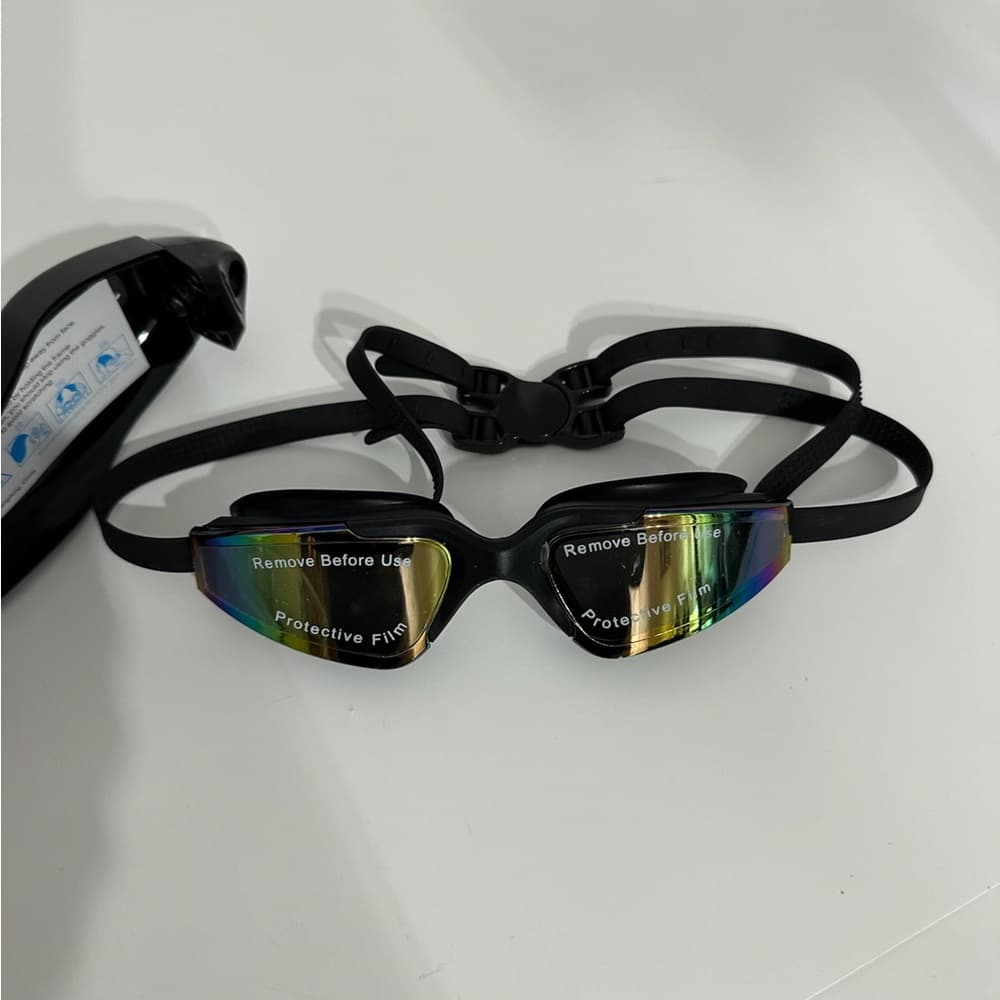 NEW Swim Goggles Rainbow Mirrored Anti-Fog Protective Adult Adjustable One Size - Thumbnail 4