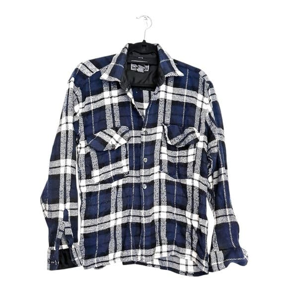 National Outfitters Plaid Flannel Blue Black White Shirt, Men’s Size Large - Thumbnail 11