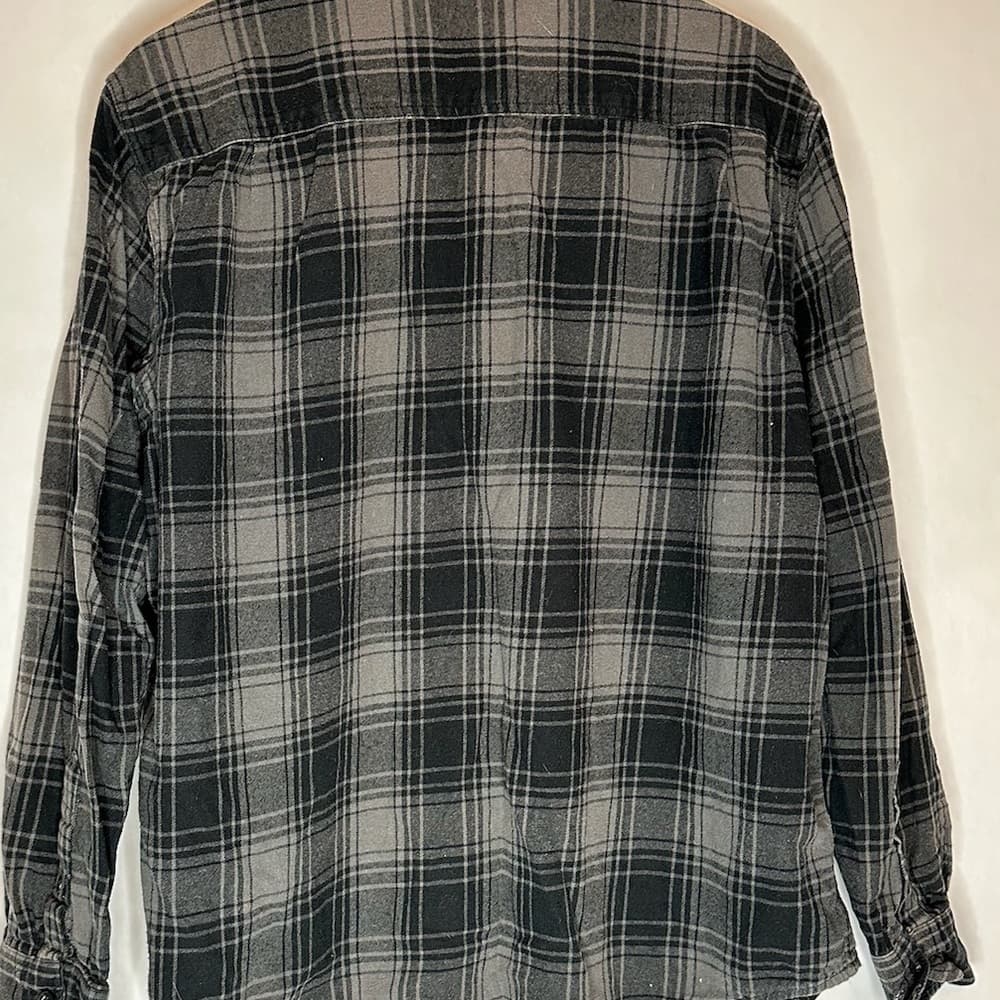 Faded Glory Black Grey Plaid Flannel Button Down Shirt Size XL (46–48) - Thumbnail 8