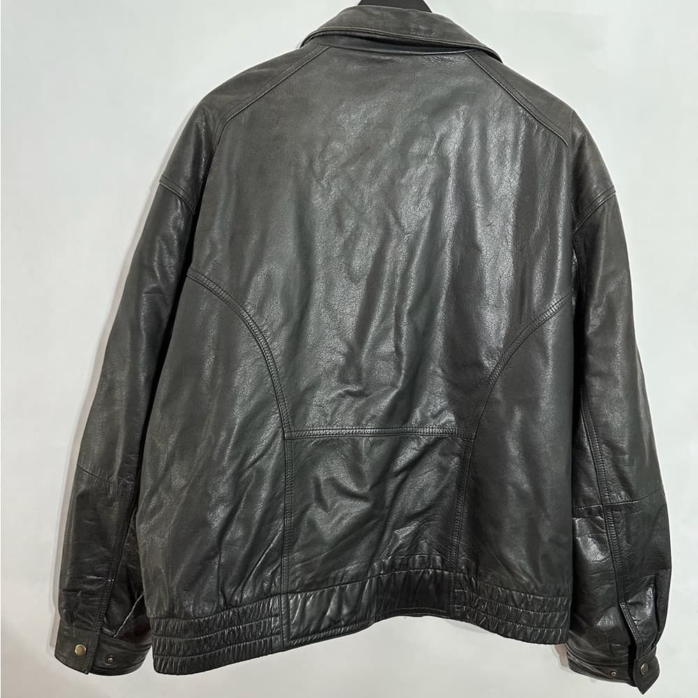 John Ashford Black Vintage Genuine Leather Zip Front Jacket Mens Size X-Large XL - Thumbnail 3