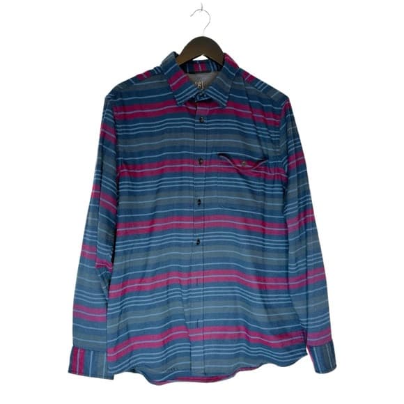 George Blue & Multicolor Stripe Button Down Shirt Size Large (42–44) Grunge - Thumbnail 10