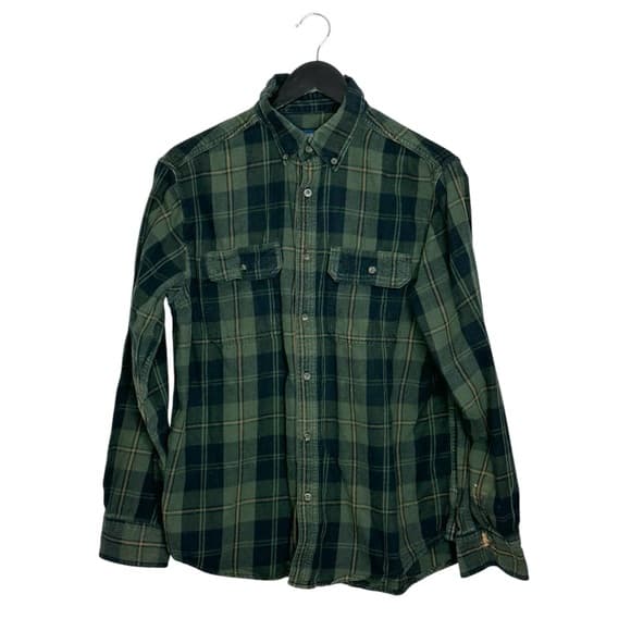 Faded Glory Forest Moss Green Plaid Button Down Flannel Shirt Medium SEE NOTES - Thumbnail 10