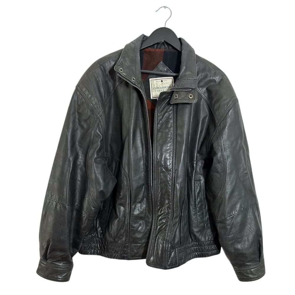 John Ashford Black Vintage Genuine Leather Zip Front Jacket Mens Size X-Large XL - Thumbnail 8