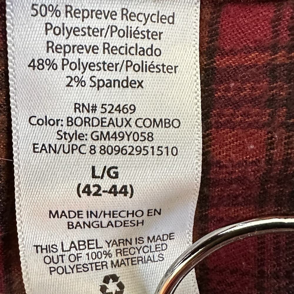 George Button Down Shirt Bordeaux Combo Plaid Size Large (42–44) Lumberjack - Thumbnail 8