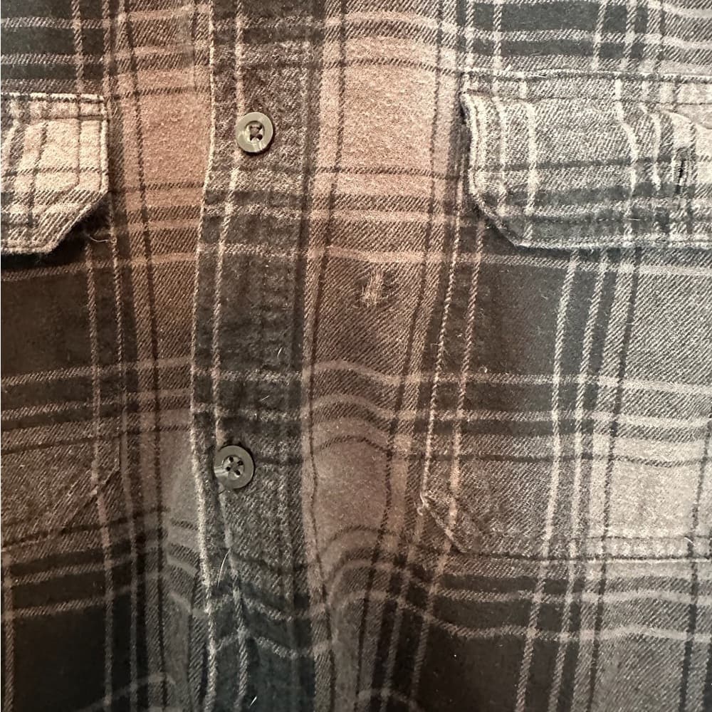 Faded Glory Black Grey Plaid Flannel Button Down Shirt Size XL (46–48) - Thumbnail 6