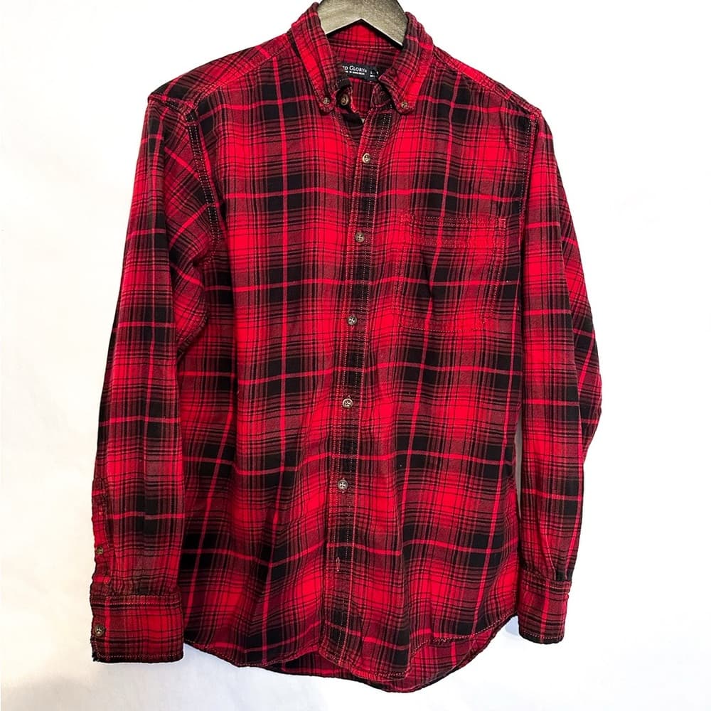 Faded Glory Red Black Plaid Flannel Shirt Size Small (34-36) FLAWED SEE NOTE - Thumbnail 7