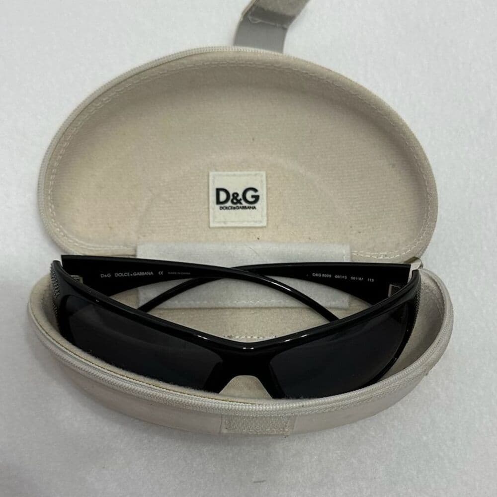 D&G Dolce and Gabbana Vintage Y2K Black 8009 "Studded" Rectangle Sunglasses - Thumbnail 8