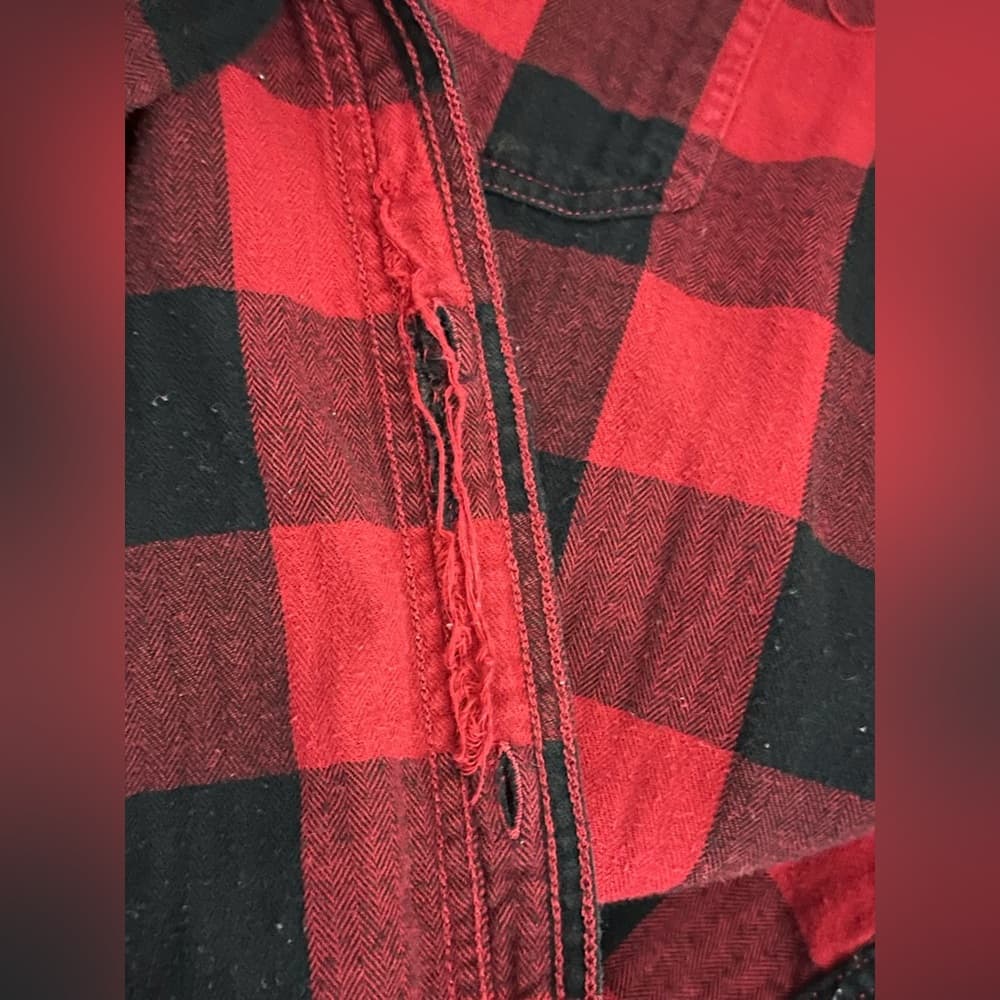 George Red Black Buffalo Plaid Flannel Button Down Shirt Men’s Large (42–44) - Thumbnail 8