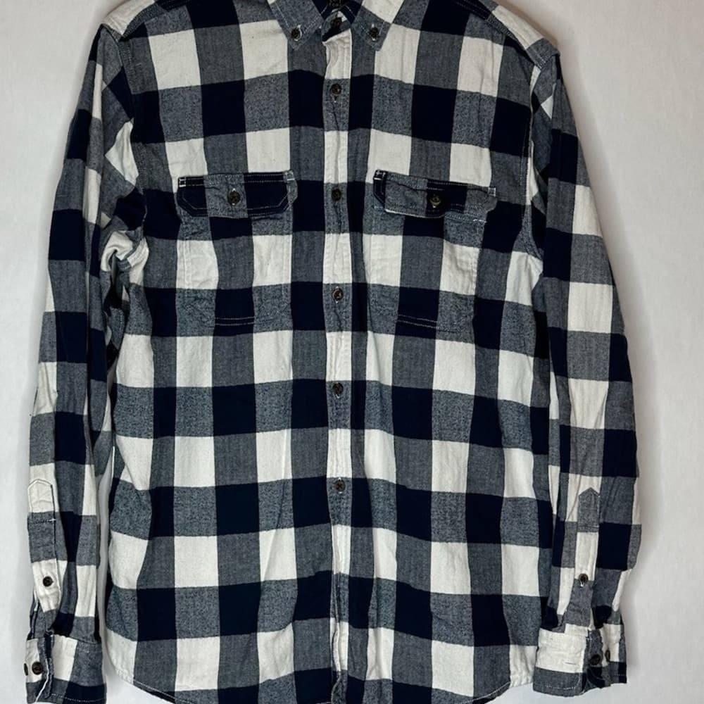 George Navy and White Buffalo Check Flannel Shirt Size Large (42–44) - Thumbnail 2