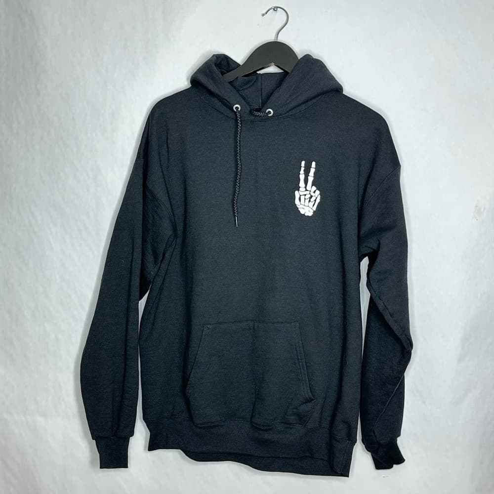 Artist Union Clothing Co. Skeleton Peace Sign Hoodie Pullover Sweatshirt Large - Thumbnail 2