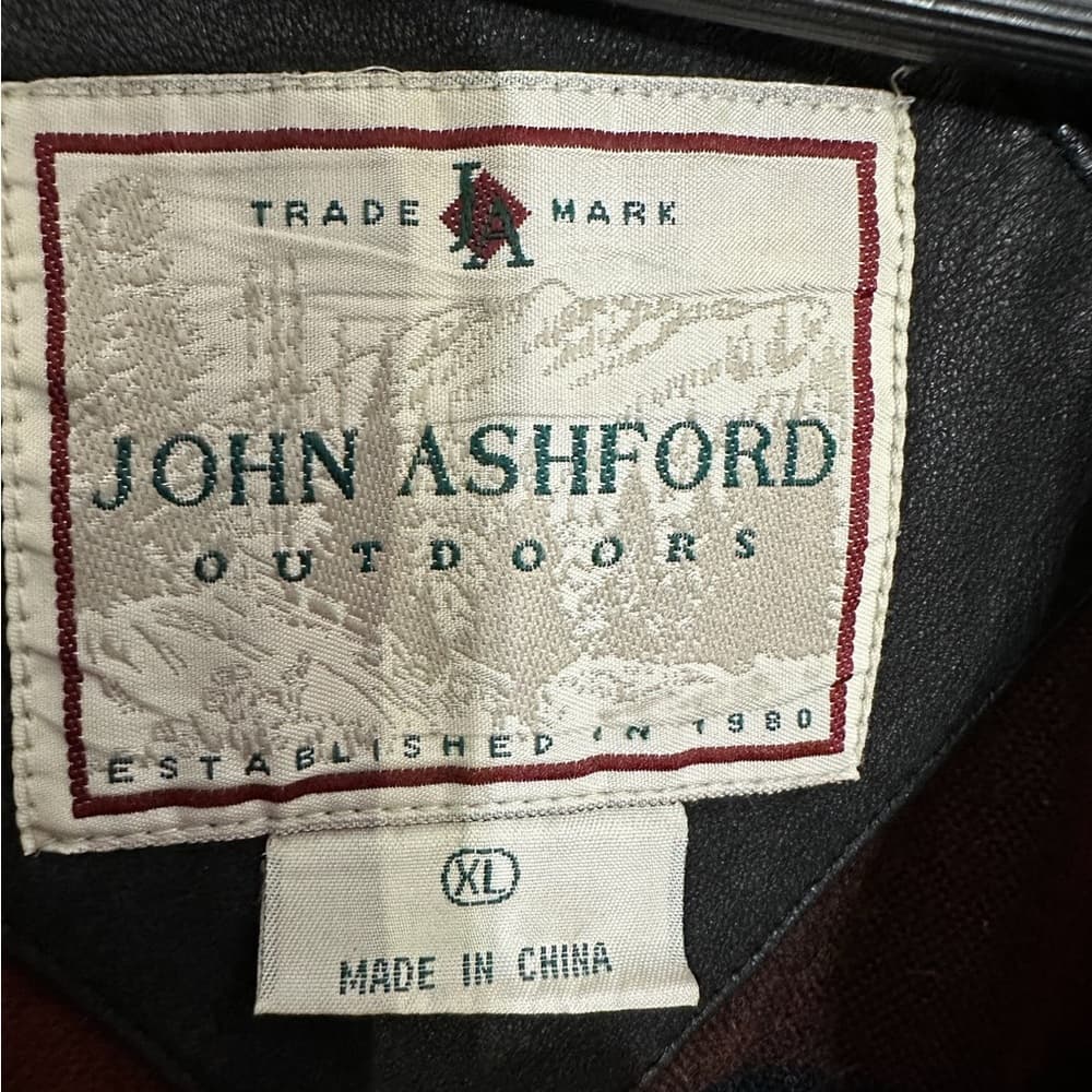John Ashford Black Vintage Genuine Leather Zip Front Jacket Mens Size X-Large XL - Thumbnail 4
