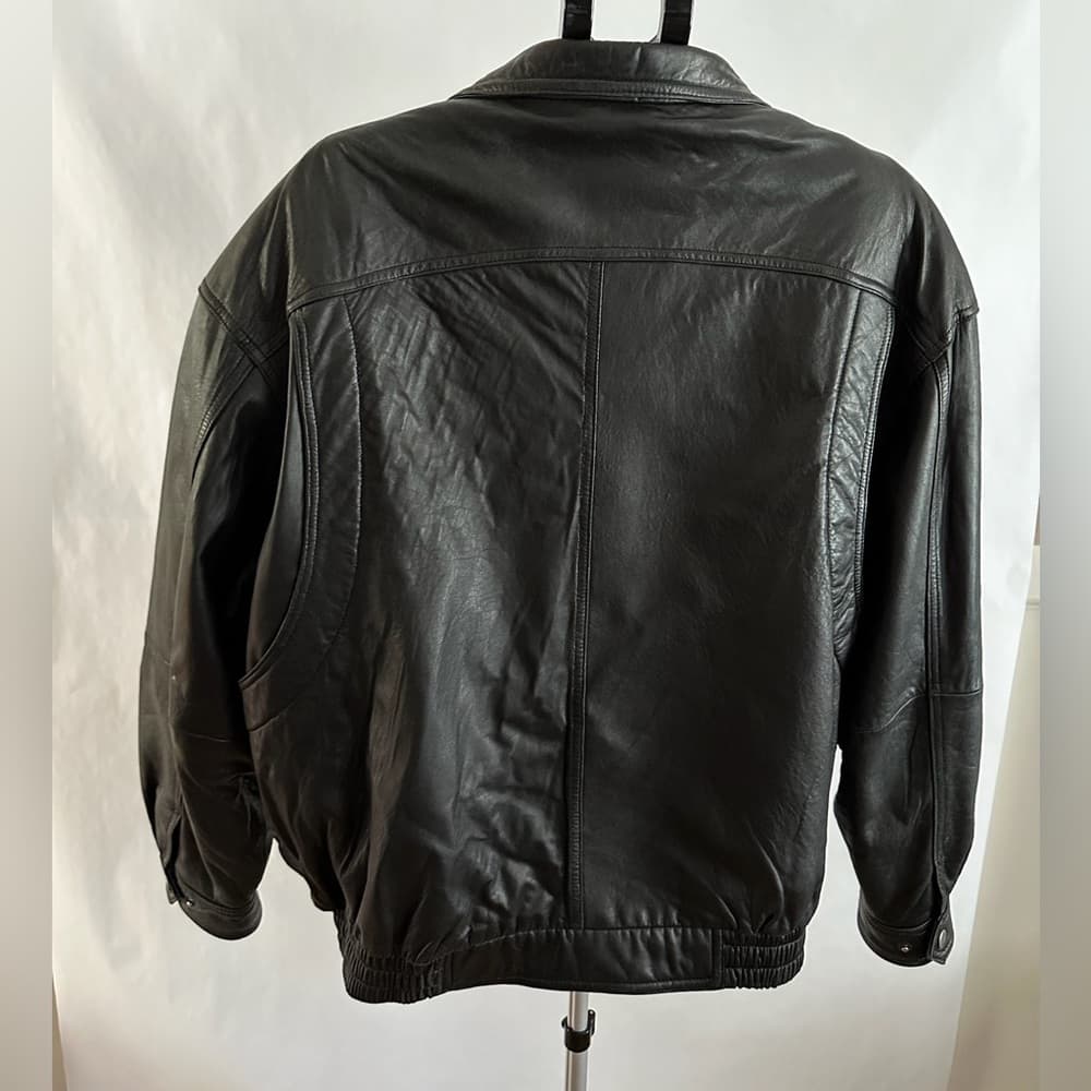 Kenneth Cole Vintage Black Leather Zip Jacket Thinsulate Lining Size XL X-Large - Thumbnail 3