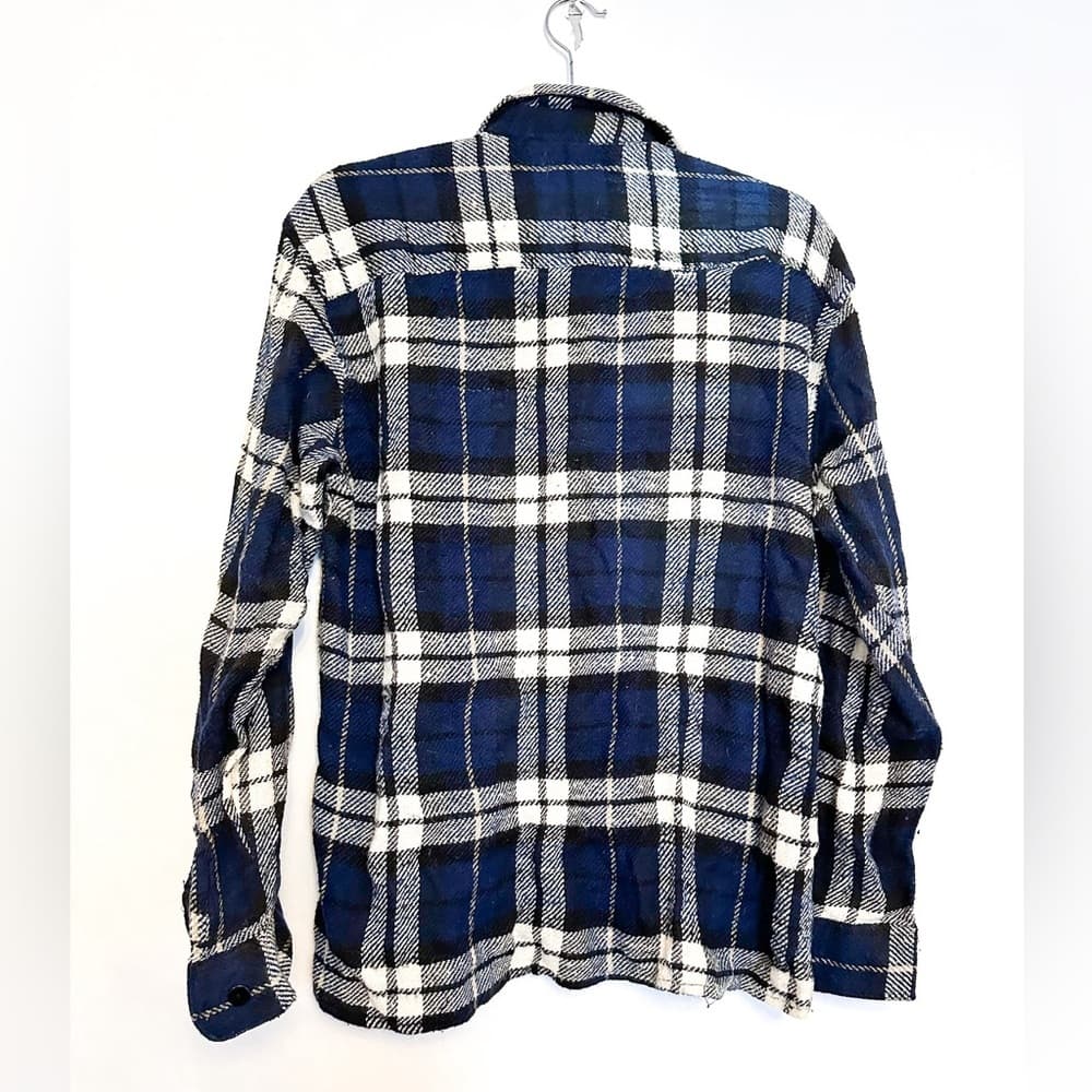 National Outfitters Plaid Flannel Blue Black White Shirt, Men’s Size Large - Thumbnail 9