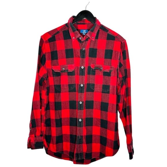 George Red Black Buffalo Plaid Flannel Button Down Shirt Men’s Large (42–44) - Thumbnail 11