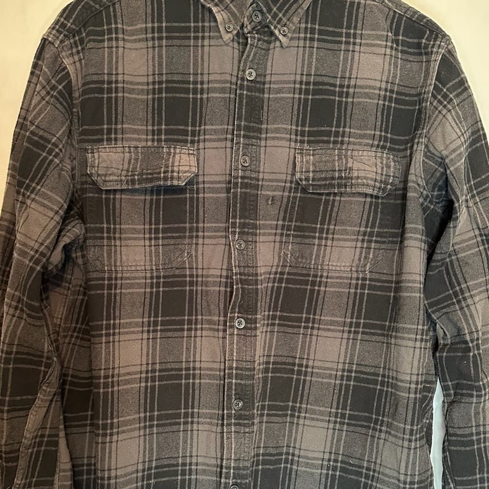 Faded Glory Black Grey Plaid Flannel Button Down Shirt Size XL (46–48) - Thumbnail 5