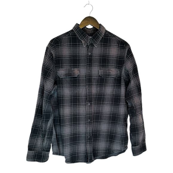 Faded Glory Black Grey Plaid Flannel Button Down Shirt Size XL (46–48) - Thumbnail 14