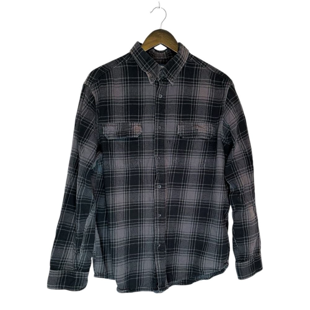 Faded Glory Black Grey Plaid Flannel Button Down Shirt Size XL (46–48) - Thumbnail 13