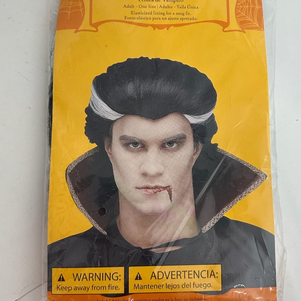 NEW Vampire Wig Black With White Streak Adult One Size Halloween Costume - Thumbnail 3