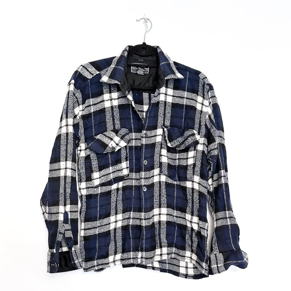 National Outfitters Plaid Flannel Blue Black White Shirt, Men’s Size Large - Thumbnail 8