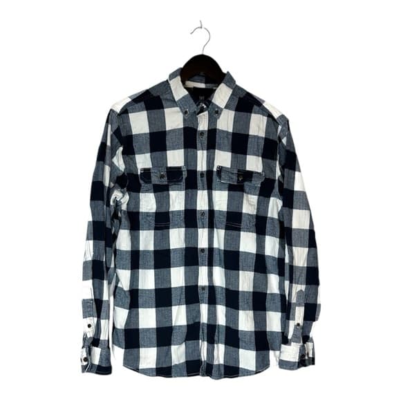 George Navy and White Buffalo Check Flannel Shirt Size Large (42–44) - Thumbnail 10