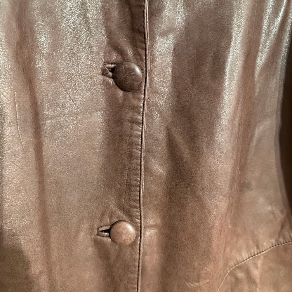 JF J. Ferrar Leather Trench Coat Brownish Red Vintage 80s 90s Large (SEE NOTES) - Thumbnail 4