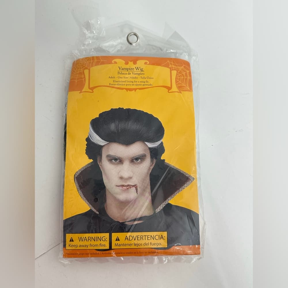 NEW Vampire Wig Black With White Streak Adult One Size Halloween Costume - Thumbnail 2