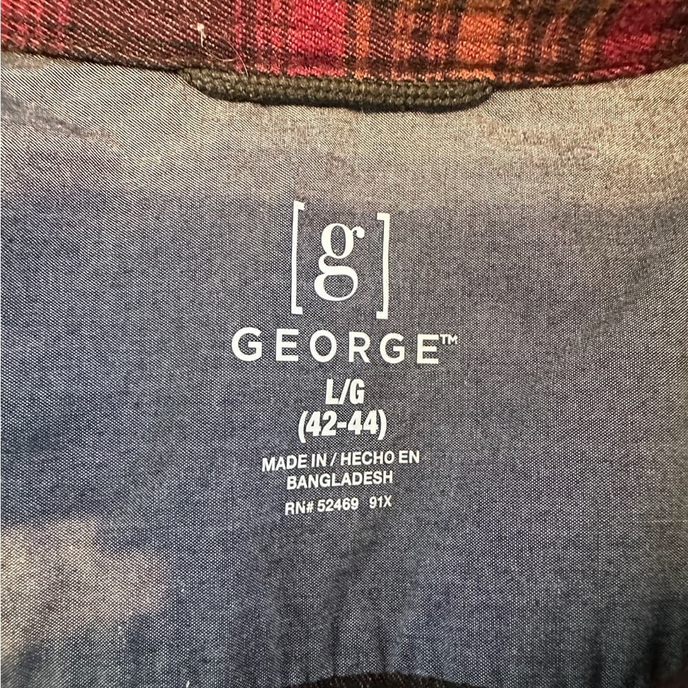 George Button Down Shirt Bordeaux Combo Plaid Size Large (42–44) Lumberjack - Thumbnail 7