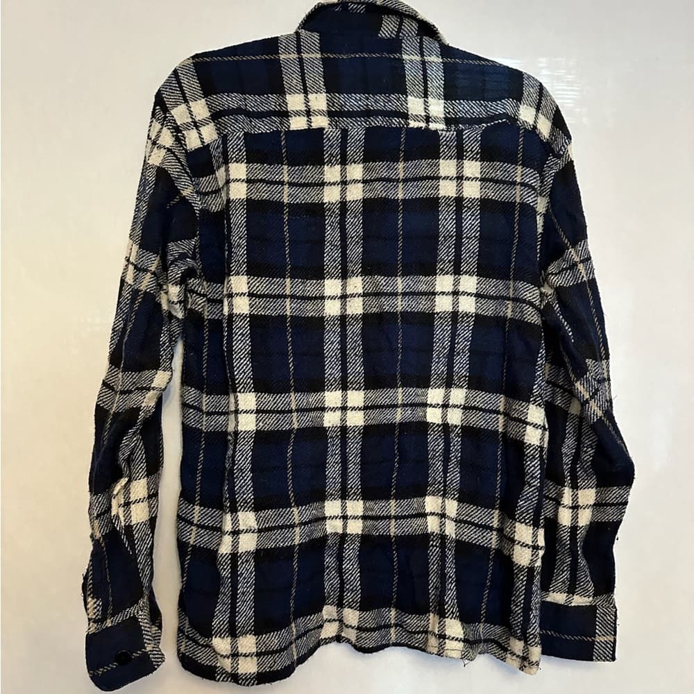 National Outfitters Plaid Flannel Blue Black White Shirt, Men’s Size Large - Thumbnail 4