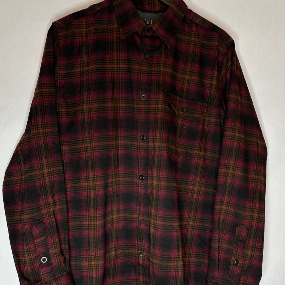 George Button Down Shirt Bordeaux Combo Plaid Size Large (42–44) Lumberjack - Thumbnail 2