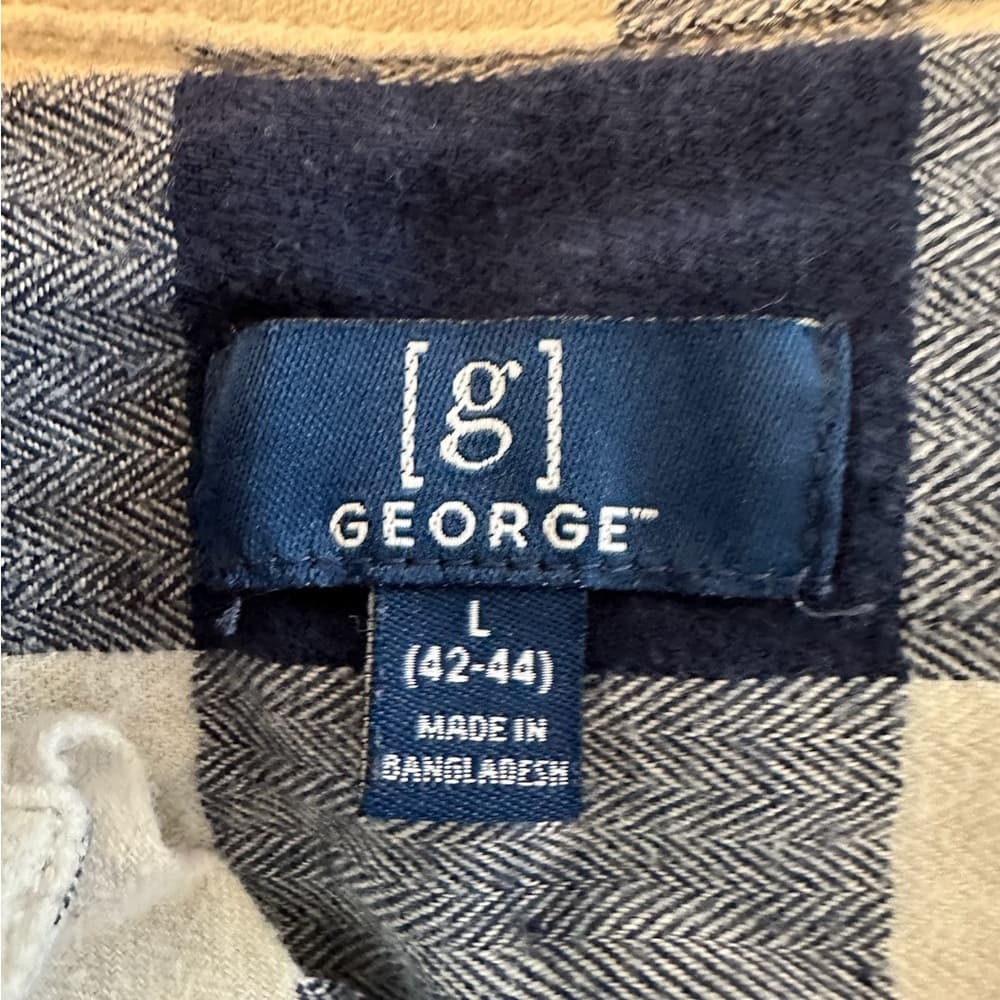 George Navy and White Buffalo Check Flannel Shirt Size Large (42–44) - Thumbnail 7