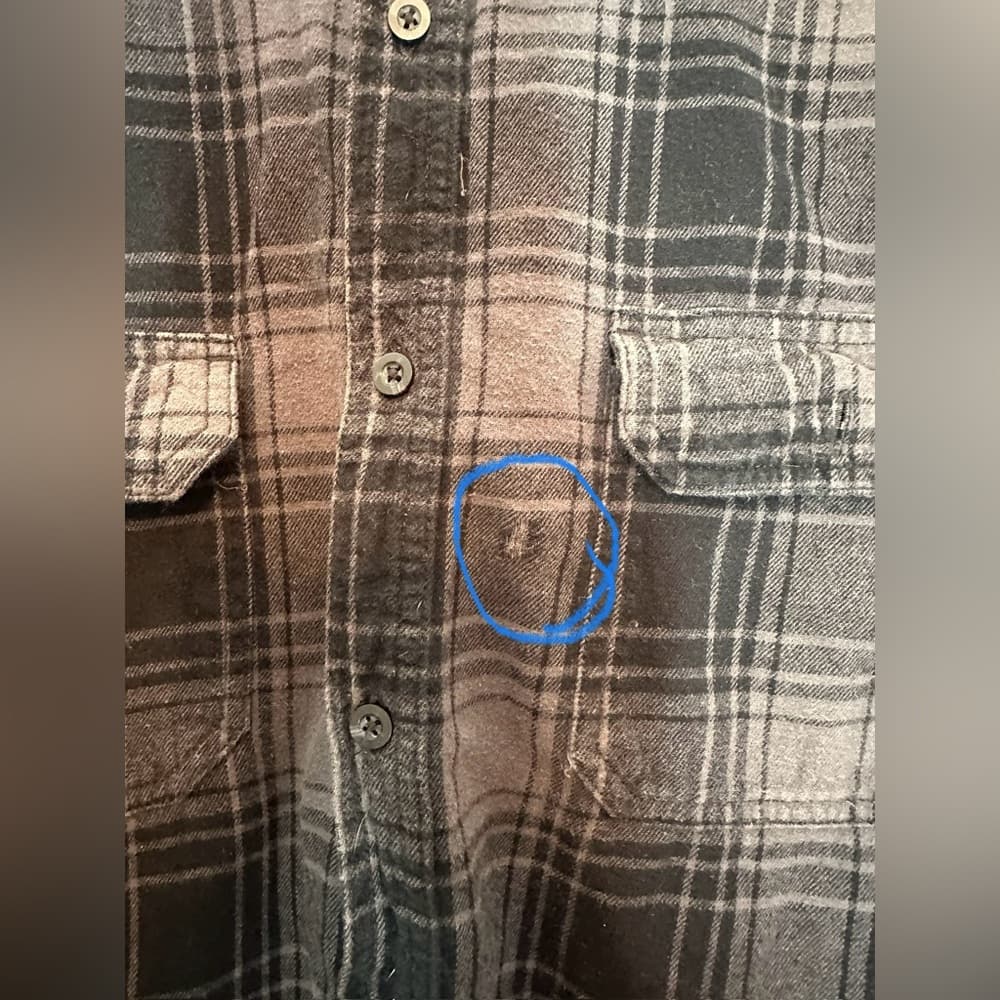 Faded Glory Black Grey Plaid Flannel Button Down Shirt Size XL (46–48)