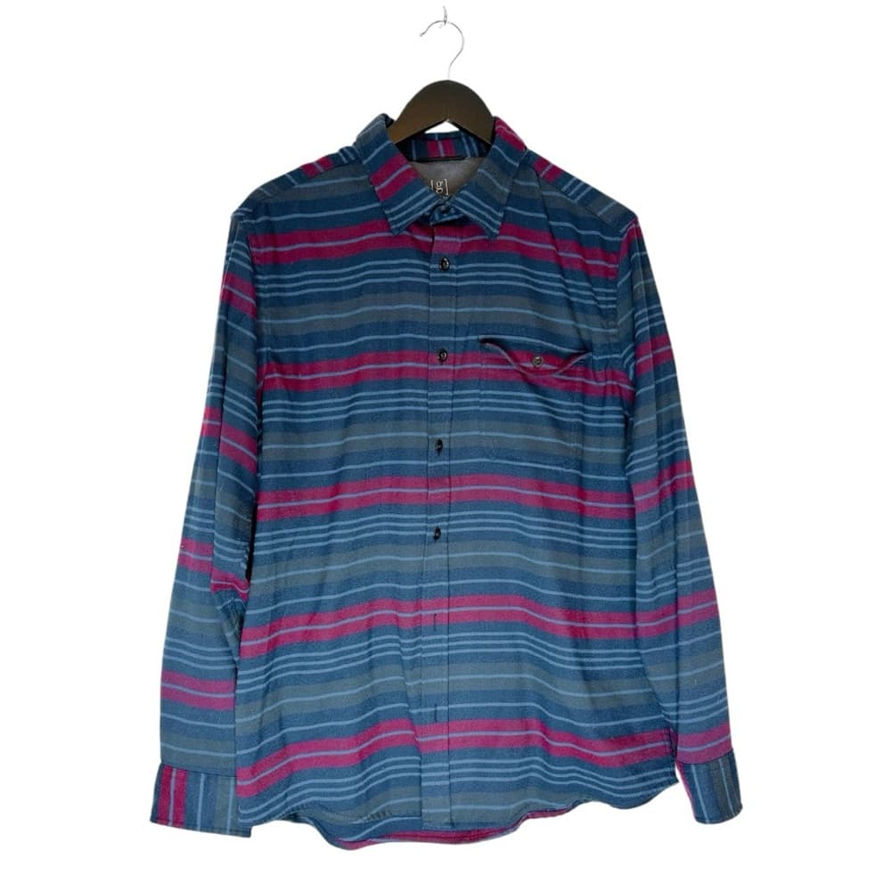 George Blue & Multicolor Stripe Button Down Shirt Size Large (42–44) Grunge - Thumbnail 9