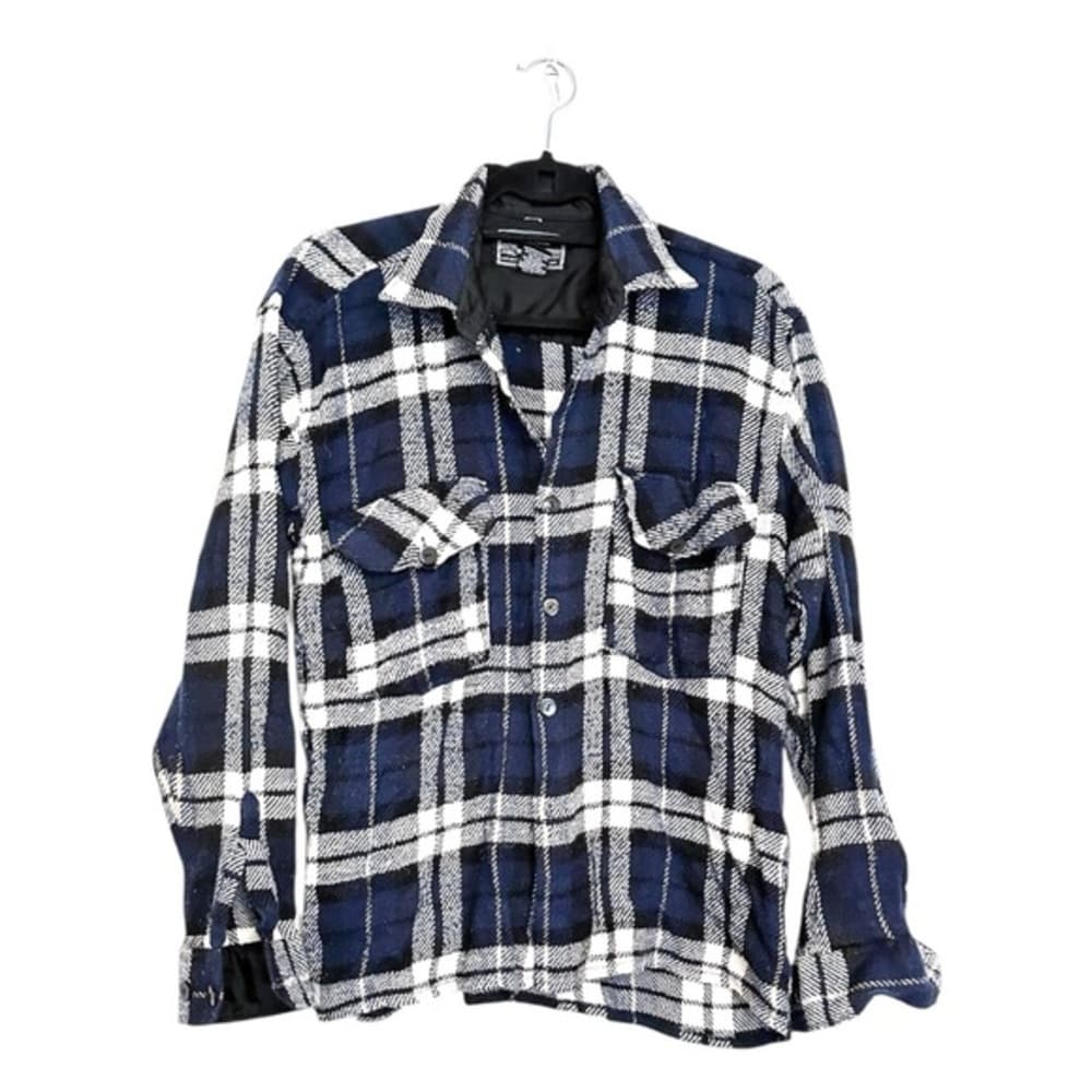 National Outfitters Plaid Flannel Blue Black White Shirt, Men’s Size Large - Thumbnail 10