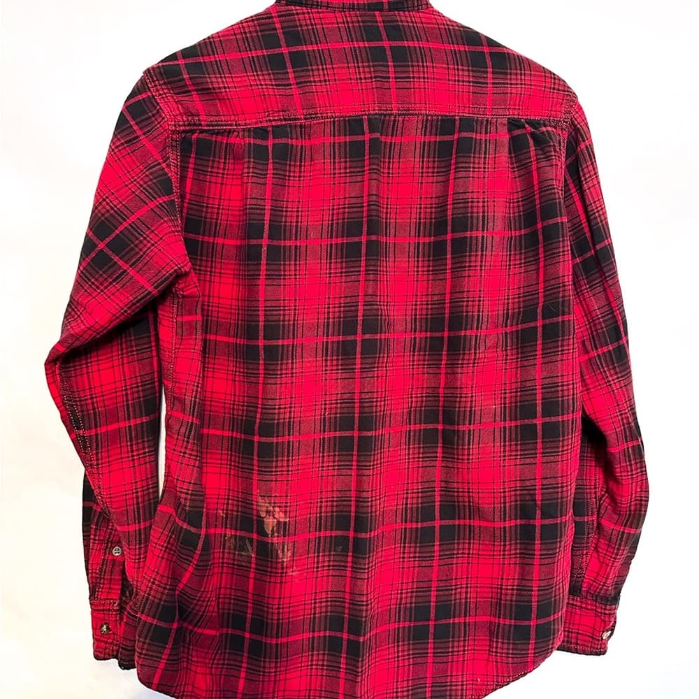 Faded Glory Red Black Plaid Flannel Shirt Size Small (34-36) FLAWED SEE NOTE - Thumbnail 10